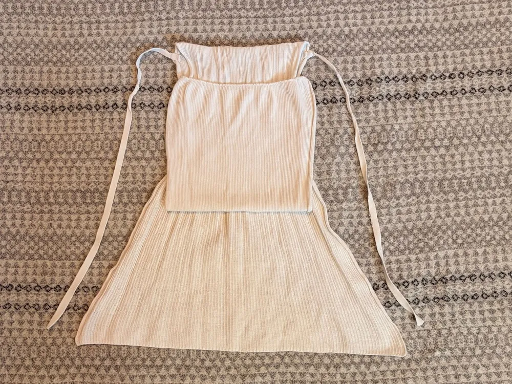 Step 2: The narrow panel folded back on itself to shorten it.